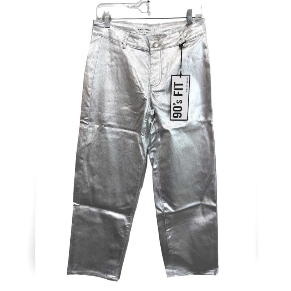 2515) ALMOST FAMOUS 90's Fit Silver Metallic Dad Jeans Size 3